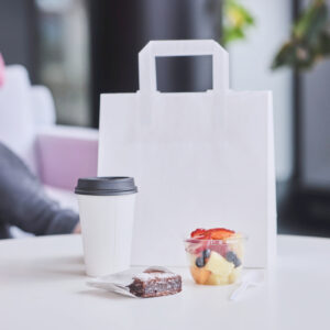 Punga hartie alba, cafea, bistro, sandwich, 2 dimensiuni disponibile - 20x9x25cm - 250buc.
