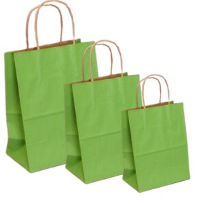Pungi natur, colorate 100% verde deschis - 16x9x21 - 100 buc